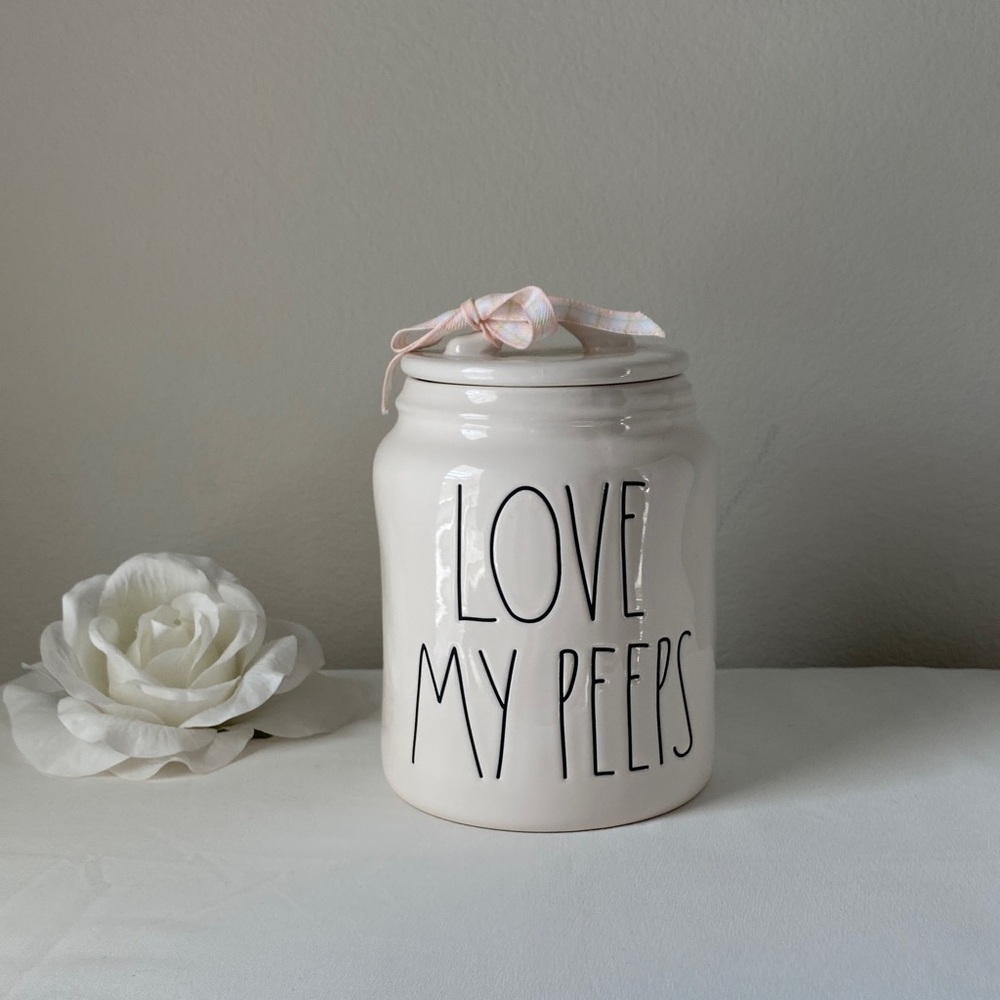 Rae Dunn White 'Love My Peeps' Jar